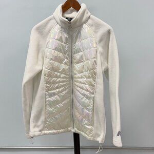 New Balance White Iridescent Zip Front Jacket Size Medium